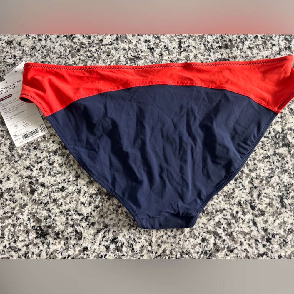 Athleta Colorblock Bikini Bottom XL Red Navy NWT UPF Swimwear - Picture 2 of 6